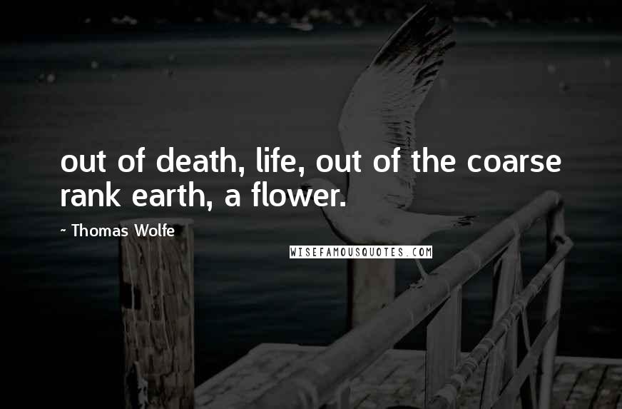 Thomas Wolfe Quotes: out of death, life, out of the coarse rank earth, a flower.