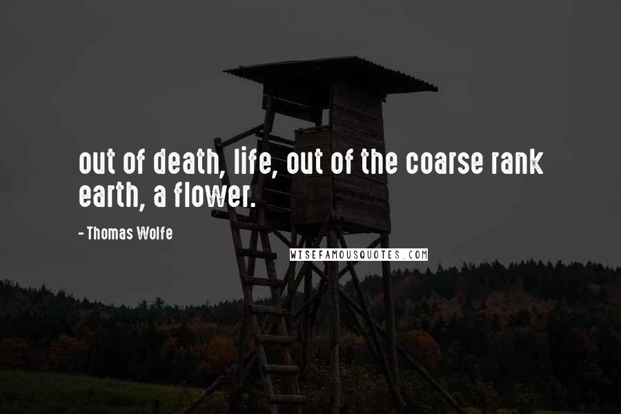 Thomas Wolfe Quotes: out of death, life, out of the coarse rank earth, a flower.