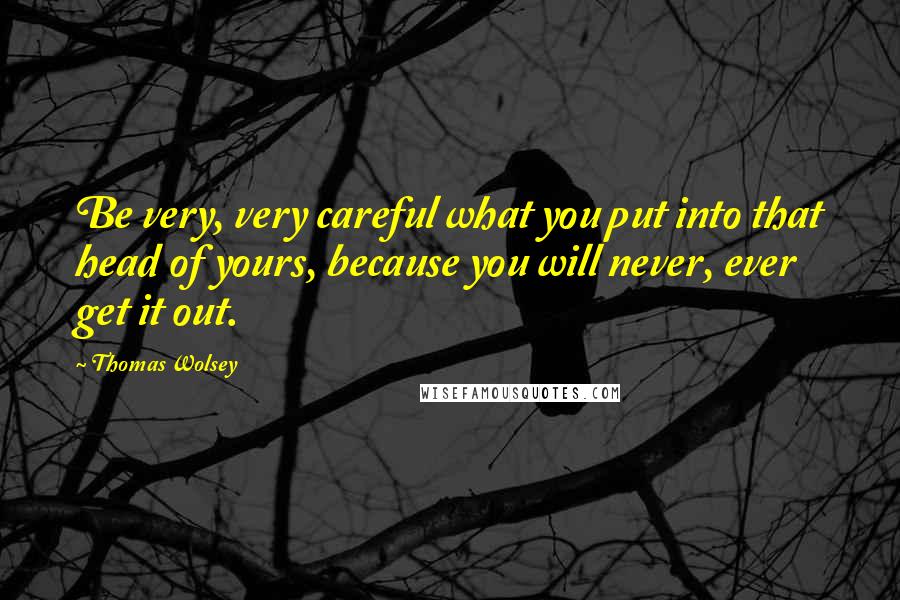 Thomas Wolsey Quotes: Be very, very careful what you put into that head of yours, because you will never, ever get it out.