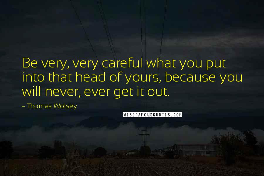 Thomas Wolsey Quotes: Be very, very careful what you put into that head of yours, because you will never, ever get it out.
