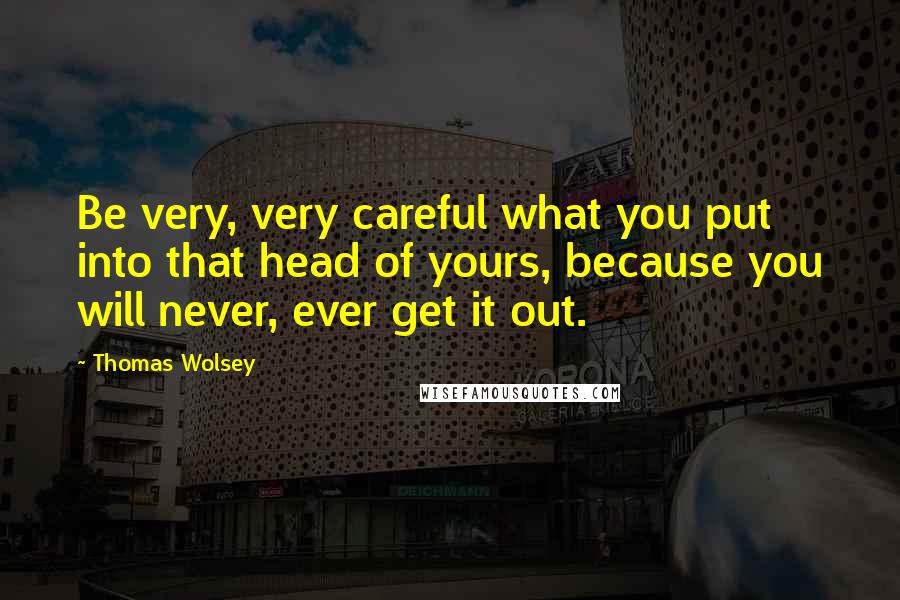 Thomas Wolsey Quotes: Be very, very careful what you put into that head of yours, because you will never, ever get it out.