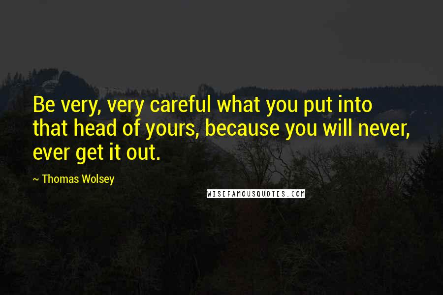 Thomas Wolsey Quotes: Be very, very careful what you put into that head of yours, because you will never, ever get it out.