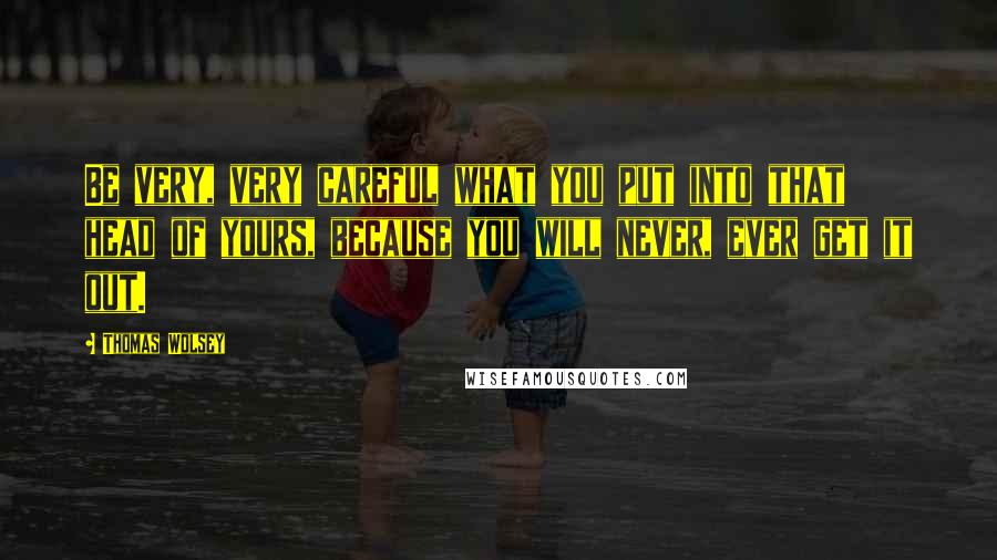 Thomas Wolsey Quotes: Be very, very careful what you put into that head of yours, because you will never, ever get it out.