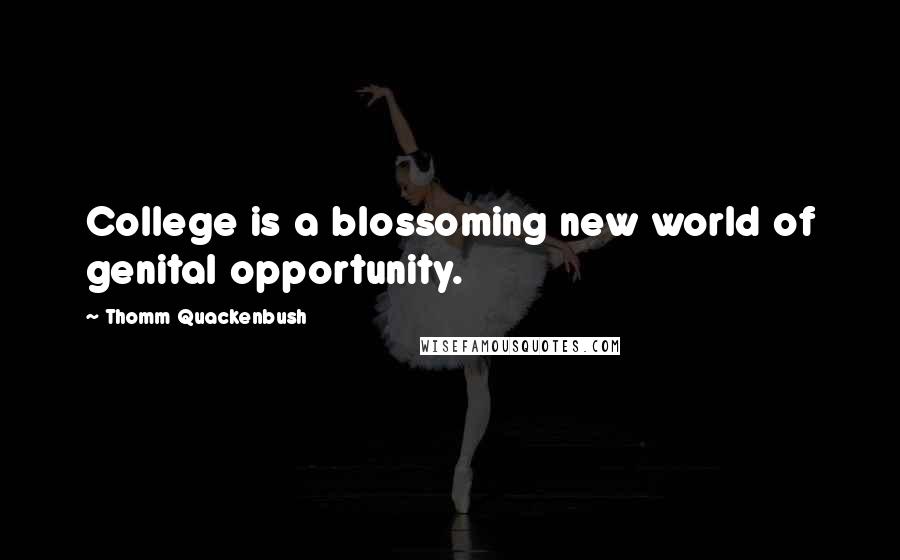 Thomm Quackenbush Quotes: College is a blossoming new world of genital opportunity.