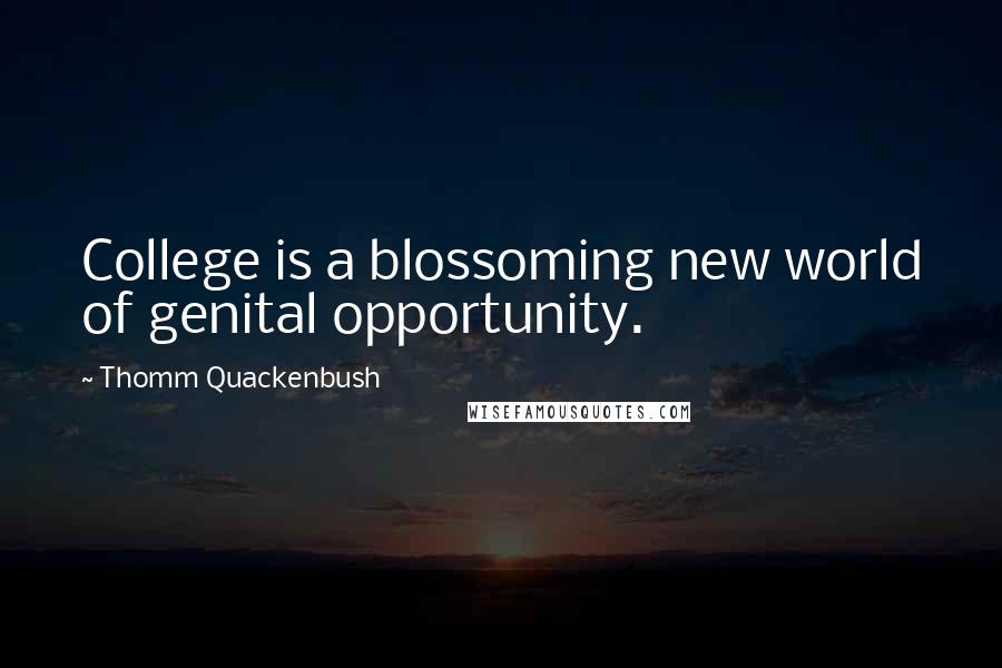 Thomm Quackenbush Quotes: College is a blossoming new world of genital opportunity.