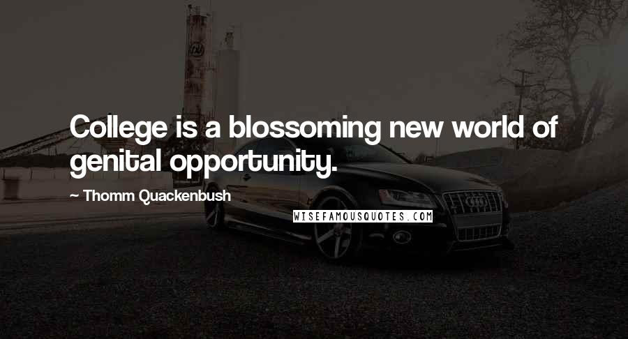 Thomm Quackenbush Quotes: College is a blossoming new world of genital opportunity.