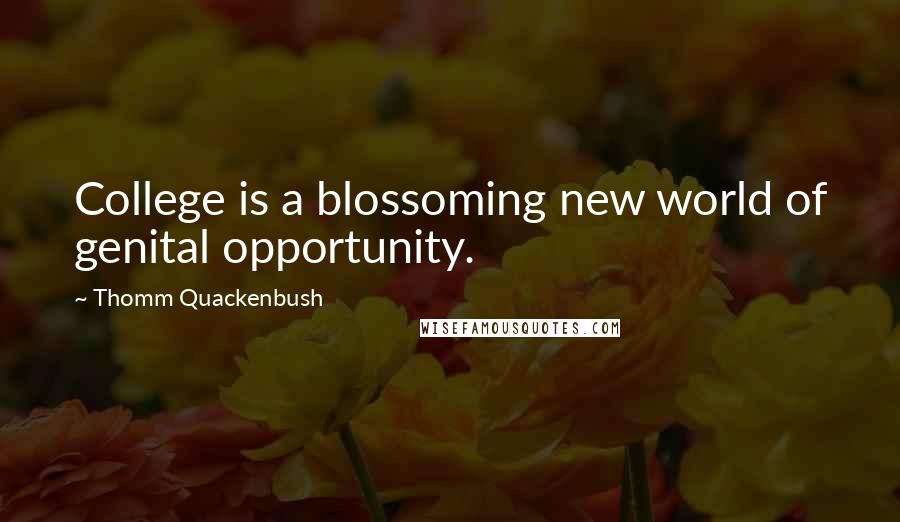 Thomm Quackenbush Quotes: College is a blossoming new world of genital opportunity.