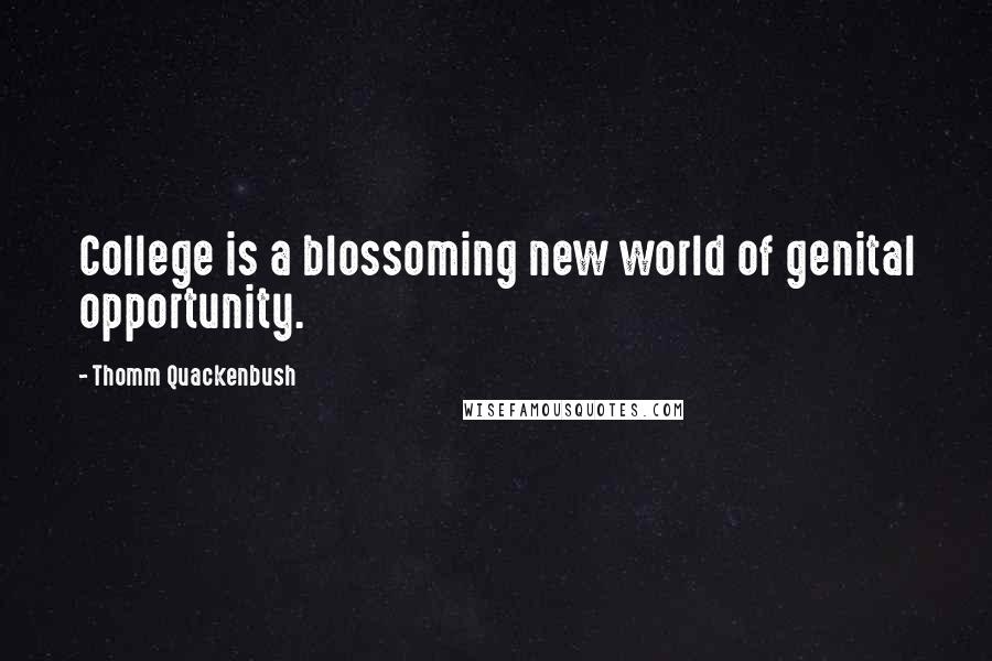 Thomm Quackenbush Quotes: College is a blossoming new world of genital opportunity.