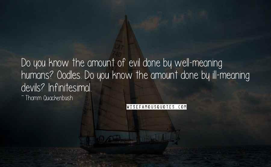 Thomm Quackenbush Quotes: Do you know the amount of evil done by well-meaning humans? Oodles. Do you know the amount done by ill-meaning devils? Infinitesimal.