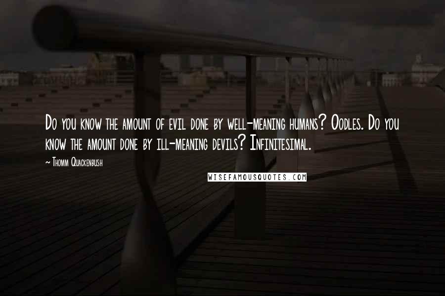 Thomm Quackenbush Quotes: Do you know the amount of evil done by well-meaning humans? Oodles. Do you know the amount done by ill-meaning devils? Infinitesimal.