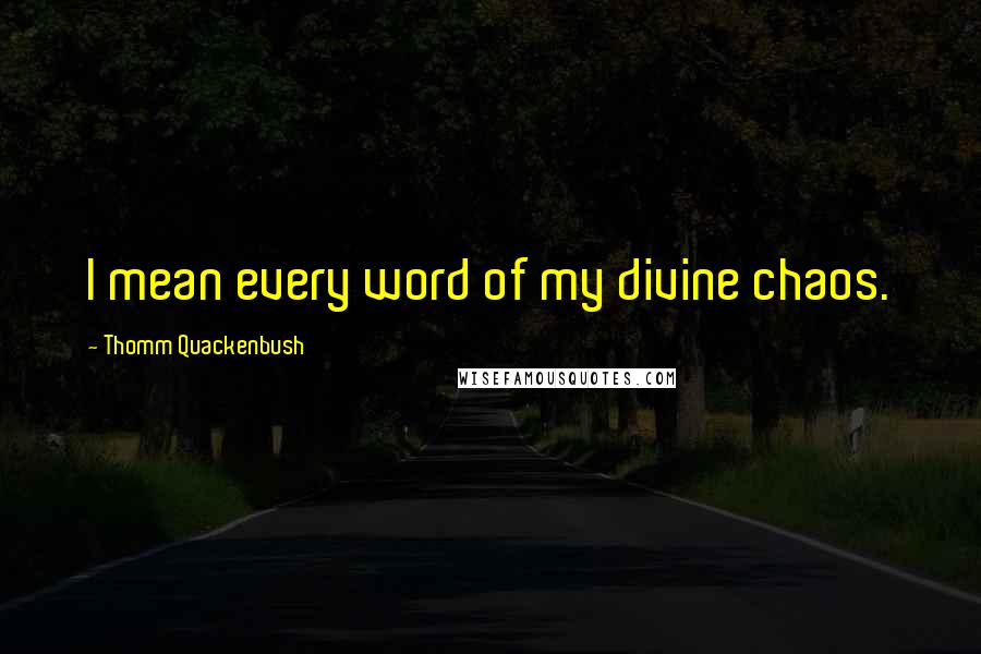 Thomm Quackenbush Quotes: I mean every word of my divine chaos.