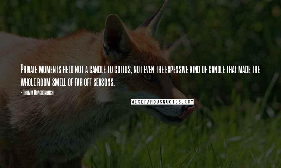 Thomm Quackenbush Quotes: Private moments held not a candle to coitus, not even the expensive kind of candle that made the whole room smell of far off seasons.