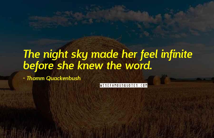 Thomm Quackenbush Quotes: The night sky made her feel infinite before she knew the word.