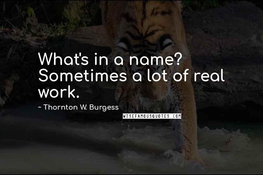 Thornton W. Burgess Quotes: What's in a name? Sometimes a lot of real work.