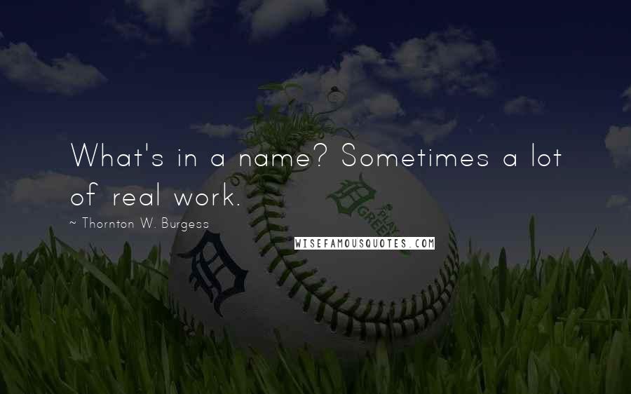 Thornton W. Burgess Quotes: What's in a name? Sometimes a lot of real work.