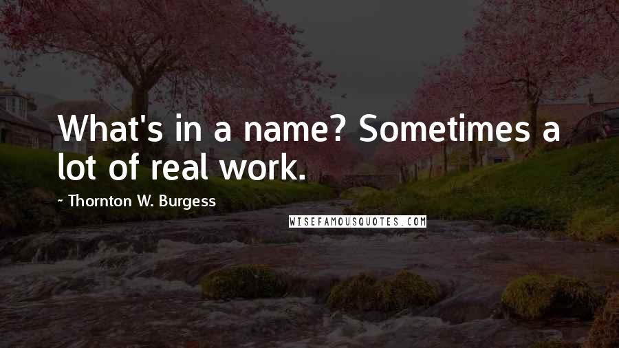 Thornton W. Burgess Quotes: What's in a name? Sometimes a lot of real work.