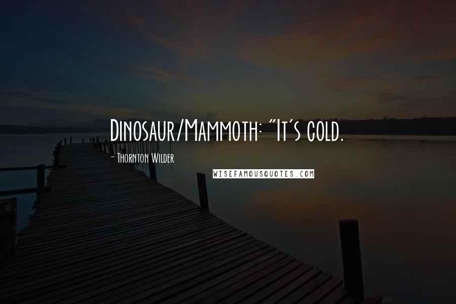 Thornton Wilder Quotes: Dinosaur/Mammoth: "It's cold.