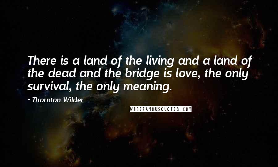 Thornton Wilder Quotes: There is a land of the living and a land of the dead and the bridge is love, the only survival, the only meaning.