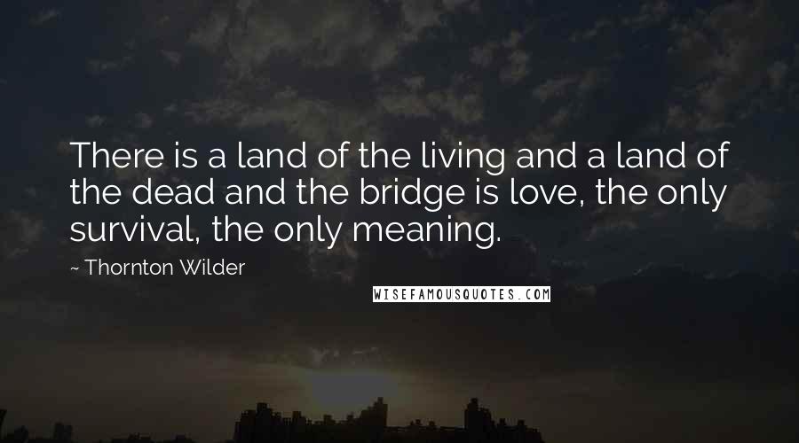 Thornton Wilder Quotes: There is a land of the living and a land of the dead and the bridge is love, the only survival, the only meaning.