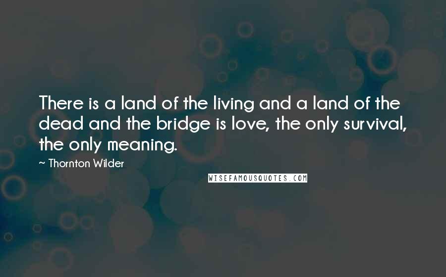 Thornton Wilder Quotes: There is a land of the living and a land of the dead and the bridge is love, the only survival, the only meaning.