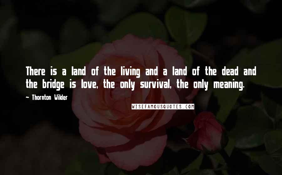 Thornton Wilder Quotes: There is a land of the living and a land of the dead and the bridge is love, the only survival, the only meaning.