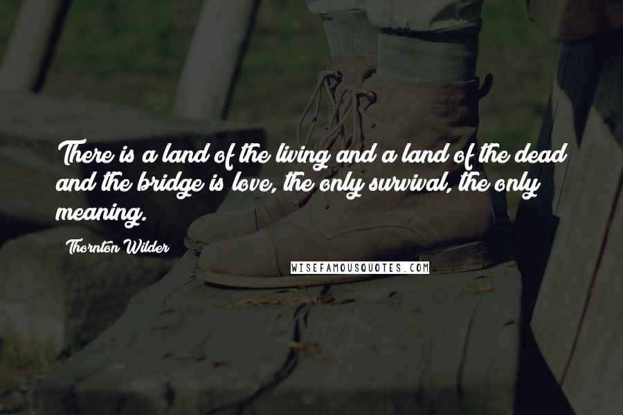 Thornton Wilder Quotes: There is a land of the living and a land of the dead and the bridge is love, the only survival, the only meaning.