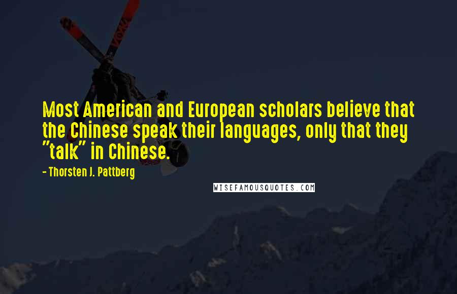 Thorsten J. Pattberg Quotes: Most American and European scholars believe that the Chinese speak their languages, only that they "talk" in Chinese.