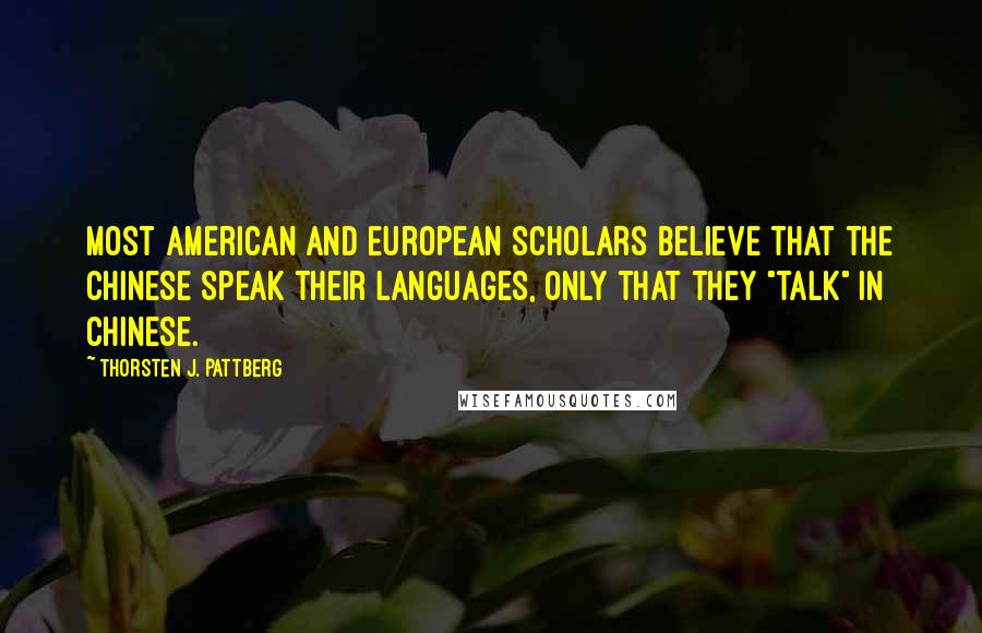 Thorsten J. Pattberg Quotes: Most American and European scholars believe that the Chinese speak their languages, only that they "talk" in Chinese.