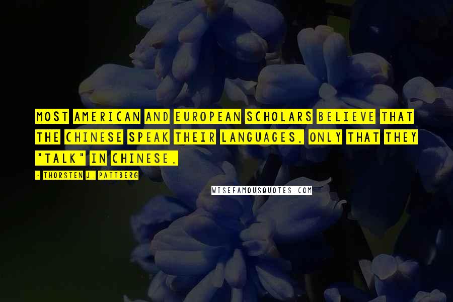 Thorsten J. Pattberg Quotes: Most American and European scholars believe that the Chinese speak their languages, only that they "talk" in Chinese.