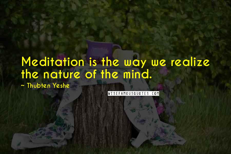 Thubten Yeshe Quotes: Meditation is the way we realize the nature of the mind.