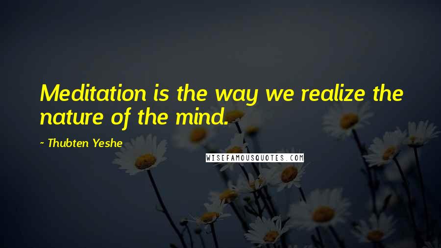 Thubten Yeshe Quotes: Meditation is the way we realize the nature of the mind.