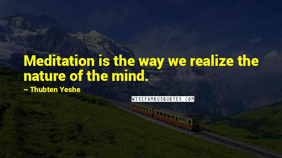 Thubten Yeshe Quotes: Meditation is the way we realize the nature of the mind.