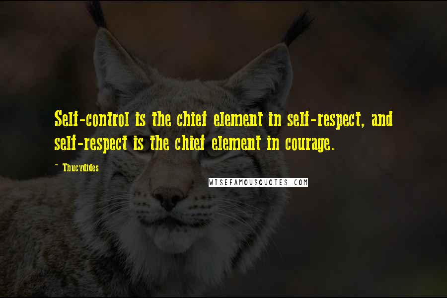 Thucydides Quotes: Self-control is the chief element in self-respect, and self-respect is the chief element in courage.