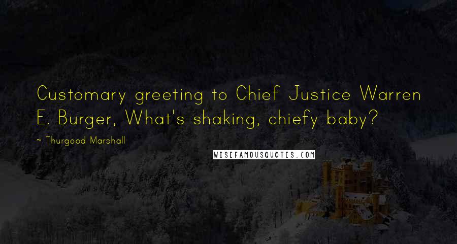 Thurgood Marshall Quotes: Customary greeting to Chief Justice Warren E. Burger, What's shaking, chiefy baby?