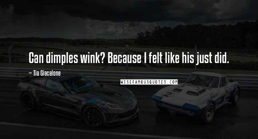 Tia Giacalone Quotes: Can dimples wink? Because I felt like his just did.