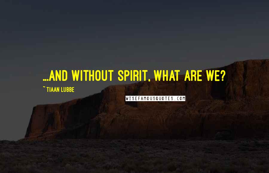 Tiaan Lubbe Quotes: ...and without spirit, what are we?