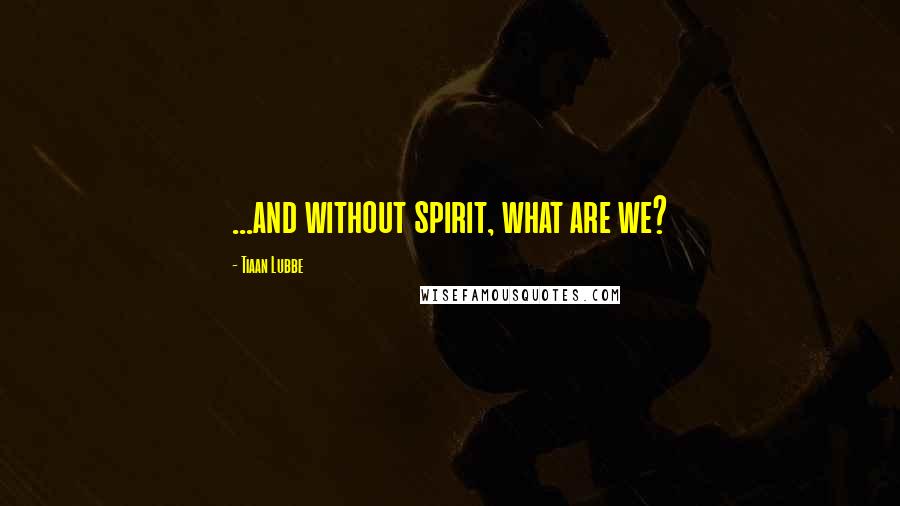 Tiaan Lubbe Quotes: ...and without spirit, what are we?