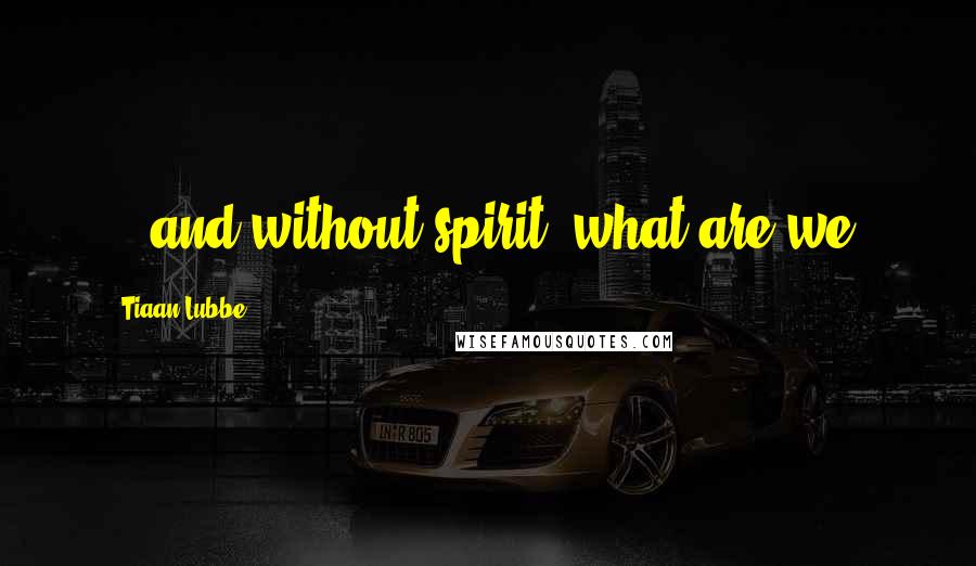 Tiaan Lubbe Quotes: ...and without spirit, what are we?
