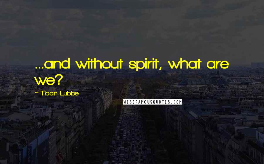 Tiaan Lubbe Quotes: ...and without spirit, what are we?