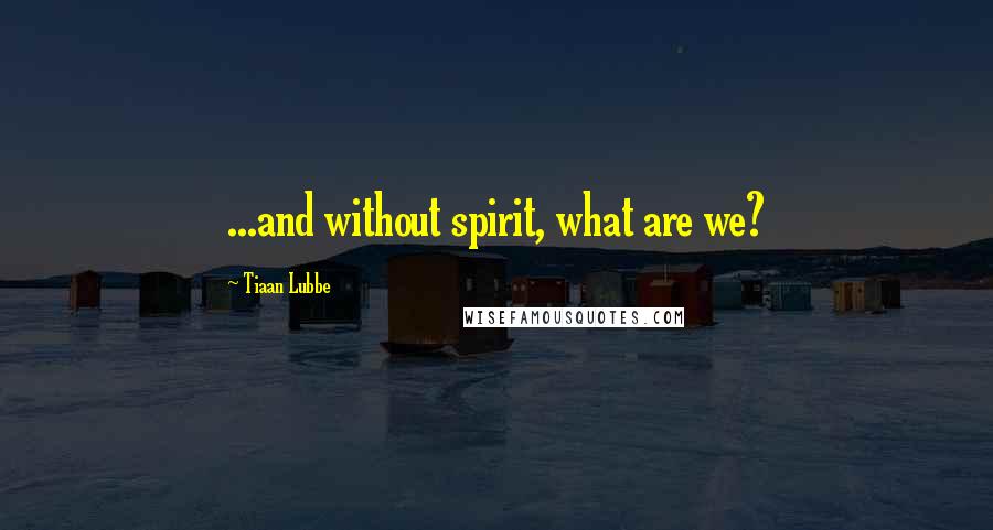 Tiaan Lubbe Quotes: ...and without spirit, what are we?