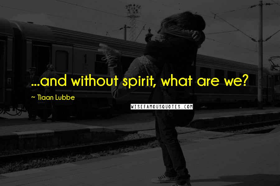Tiaan Lubbe Quotes: ...and without spirit, what are we?