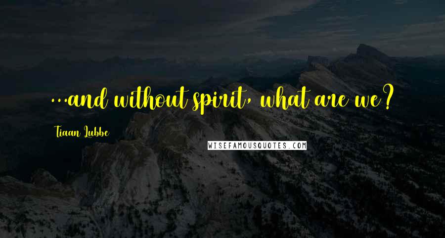 Tiaan Lubbe Quotes: ...and without spirit, what are we?