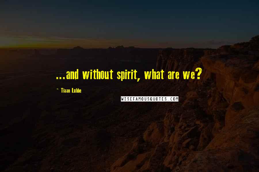 Tiaan Lubbe Quotes: ...and without spirit, what are we?