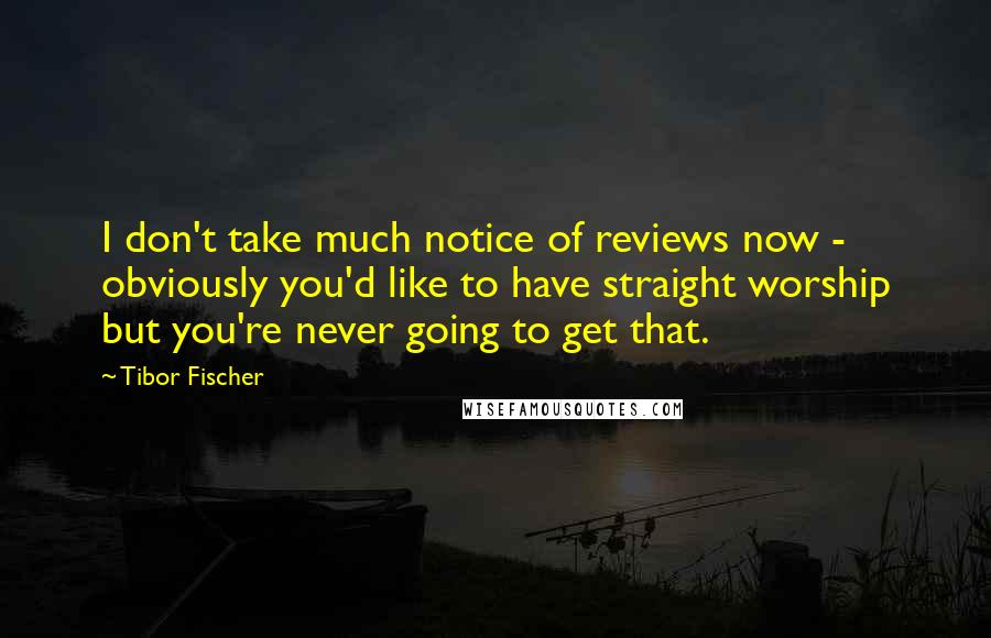 Tibor Fischer Quotes: I don't take much notice of reviews now - obviously you'd like to have straight worship but you're never going to get that.