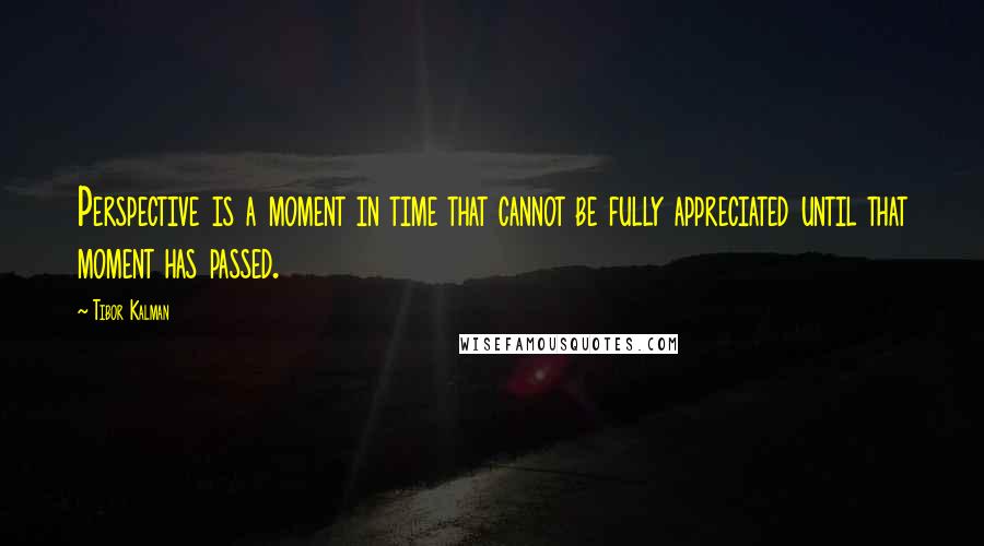 Tibor Kalman Quotes: Perspective is a moment in time that cannot be fully appreciated until that moment has passed.