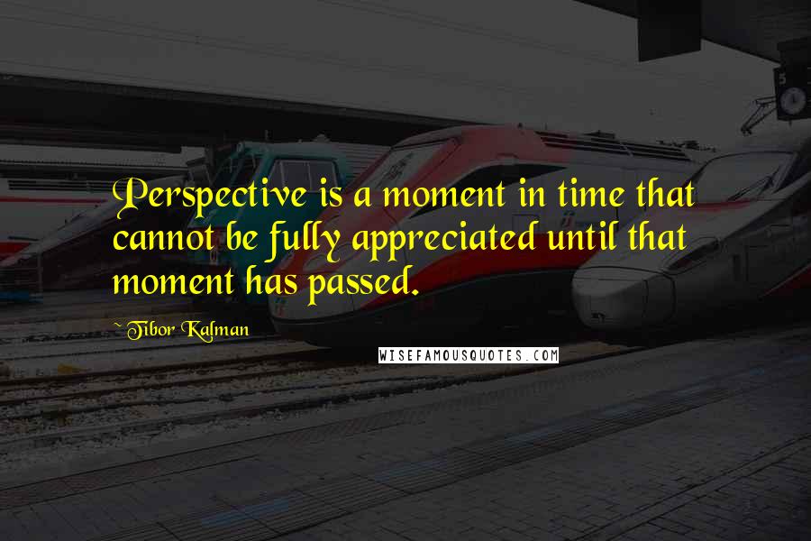 Tibor Kalman Quotes: Perspective is a moment in time that cannot be fully appreciated until that moment has passed.