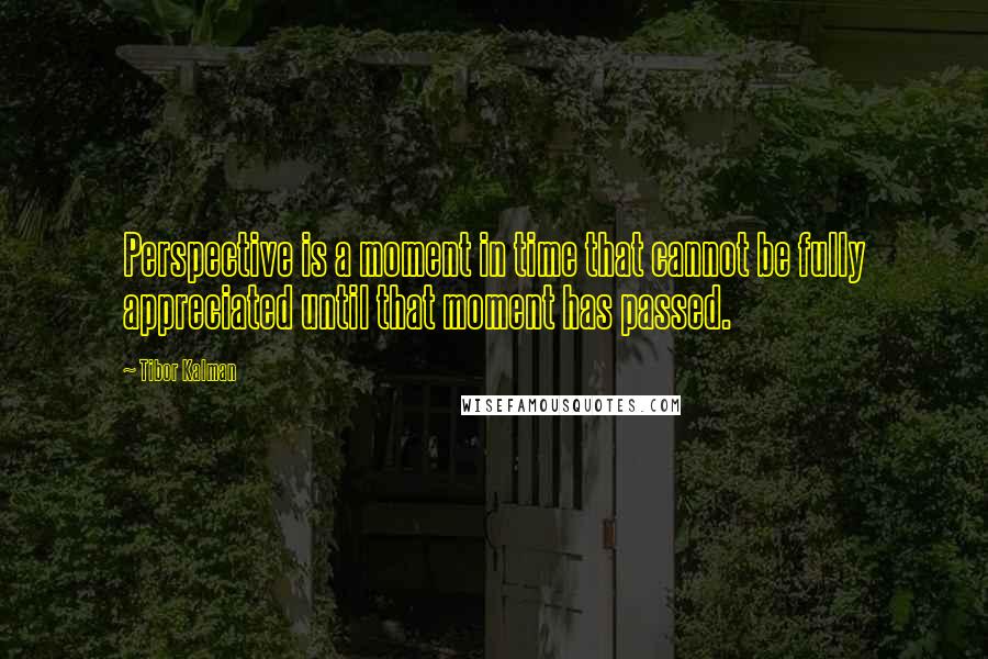 Tibor Kalman Quotes: Perspective is a moment in time that cannot be fully appreciated until that moment has passed.