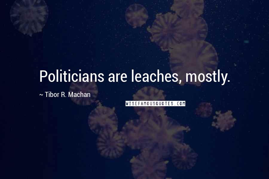 Tibor R. Machan Quotes: Politicians are leaches, mostly.