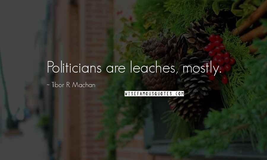 Tibor R. Machan Quotes: Politicians are leaches, mostly.