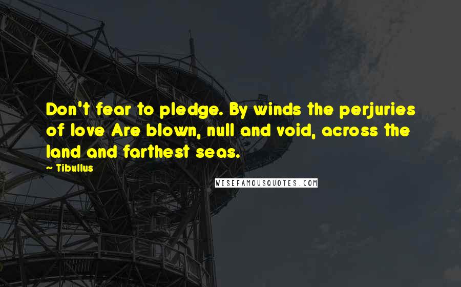 Tibullus Quotes: Don't fear to pledge. By winds the perjuries of love Are blown, null and void, across the land and farthest seas.